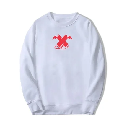 Devil X Red Logo White Sweatshirt