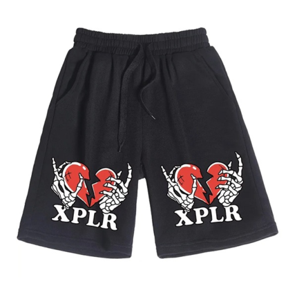 Xplr Merch Logo Heart Break Black Shorts