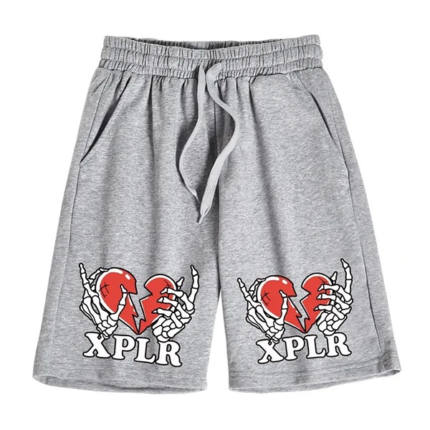 Xplr Merch Logo Heart Break Grey Shorts